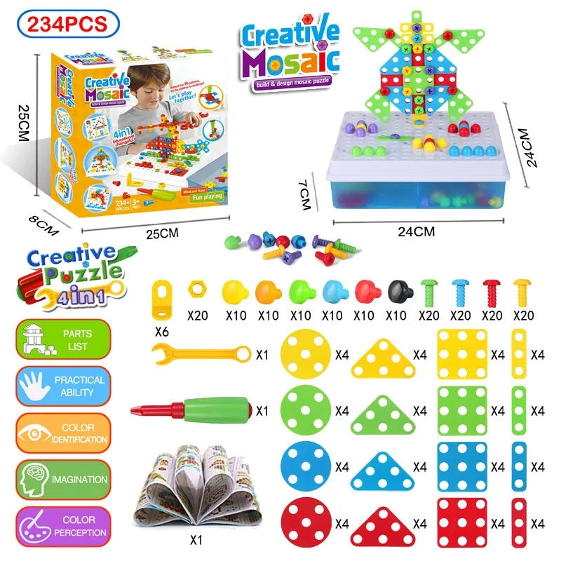 3D Mosaic Puzzle Building Bricks busy kiddie